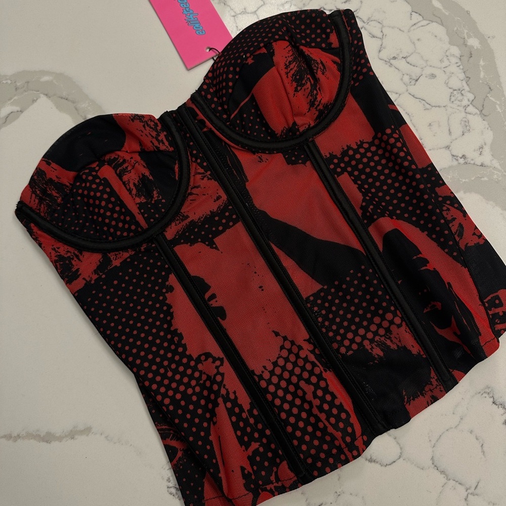 Edikted mesh material graffiti print corset